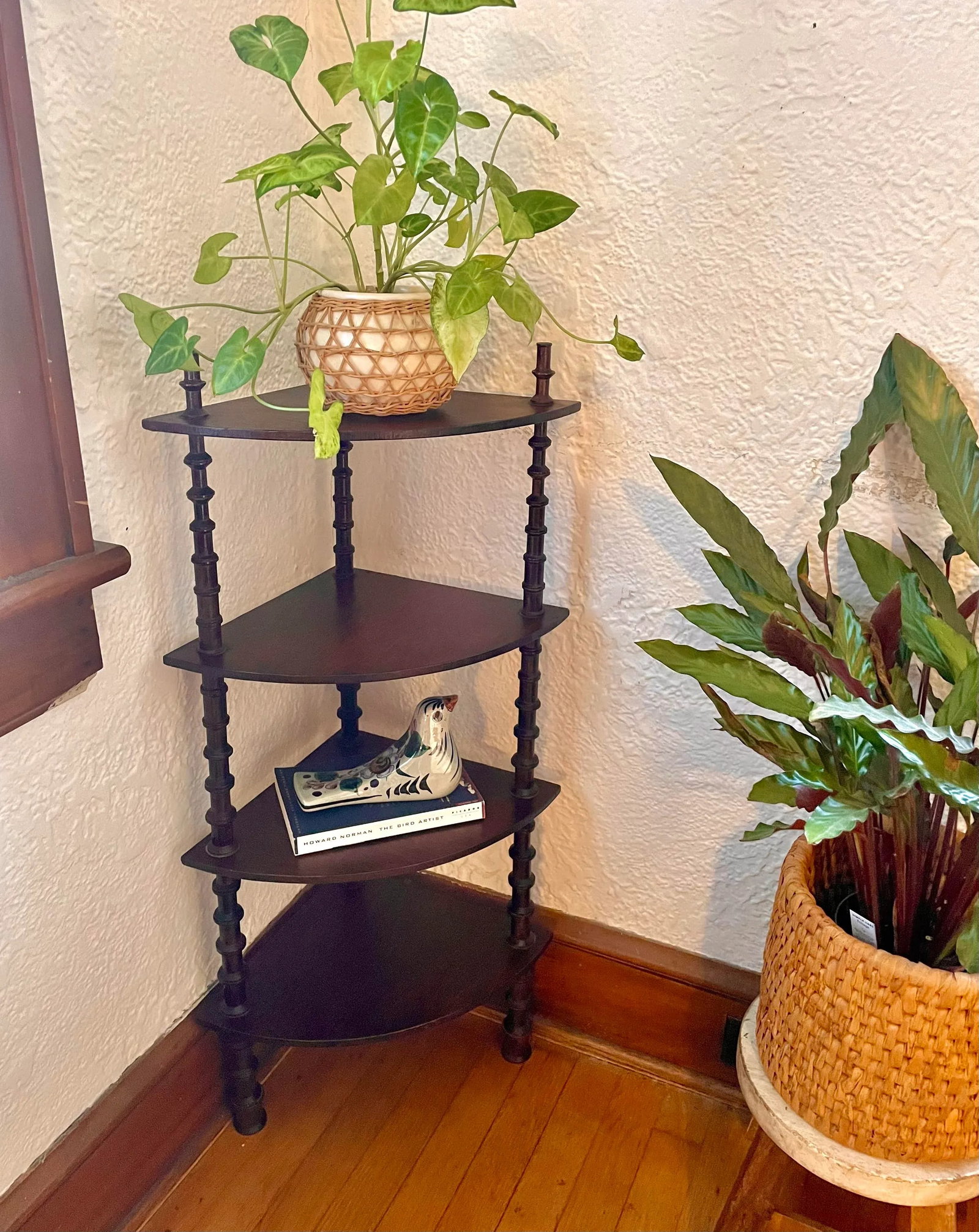 Antique 1800s Historic Folk Art Spool Four-Tier Corner Stand - 6