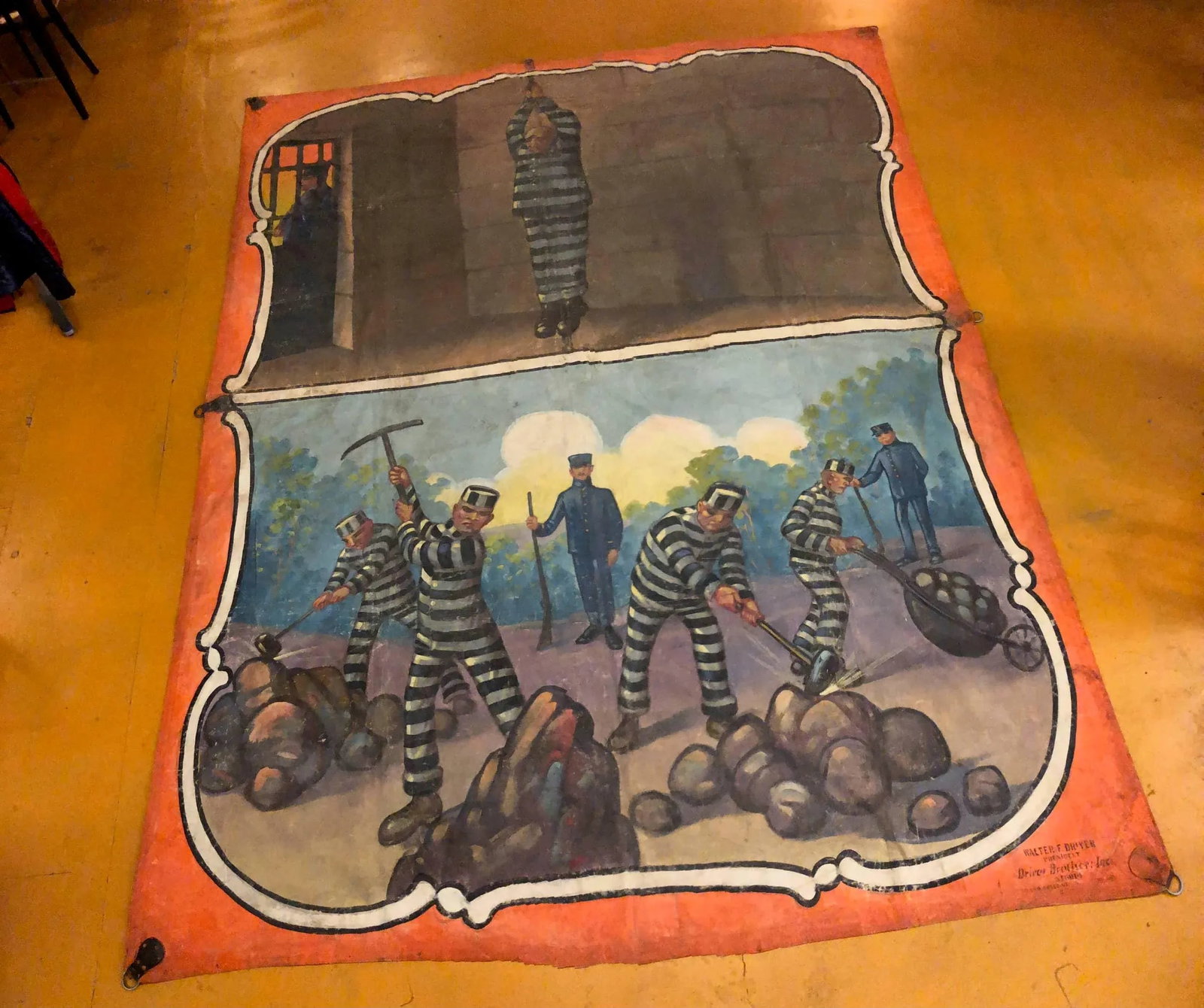 Americana Giant Painting on Canvas Attributed to Fred Johnson - 13