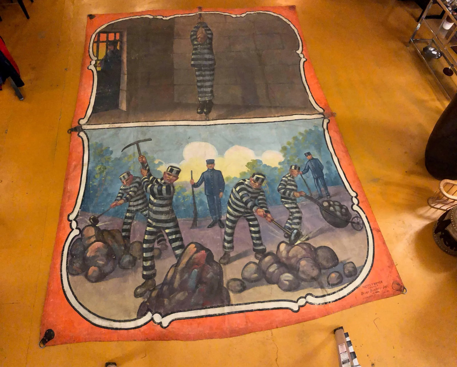 Americana Giant Painting on Canvas Attributed to Fred Johnson - 2