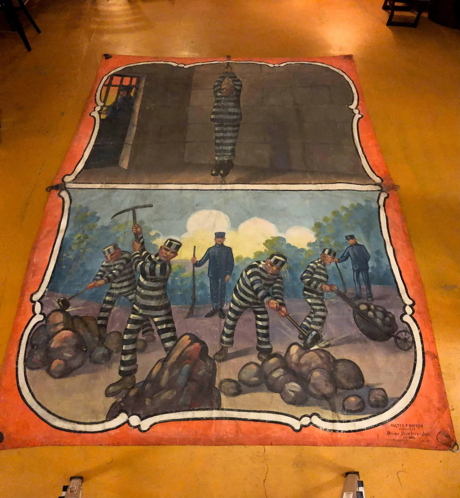 Americana Giant Painting on Canvas Attributed to Fred Johnson - 3
