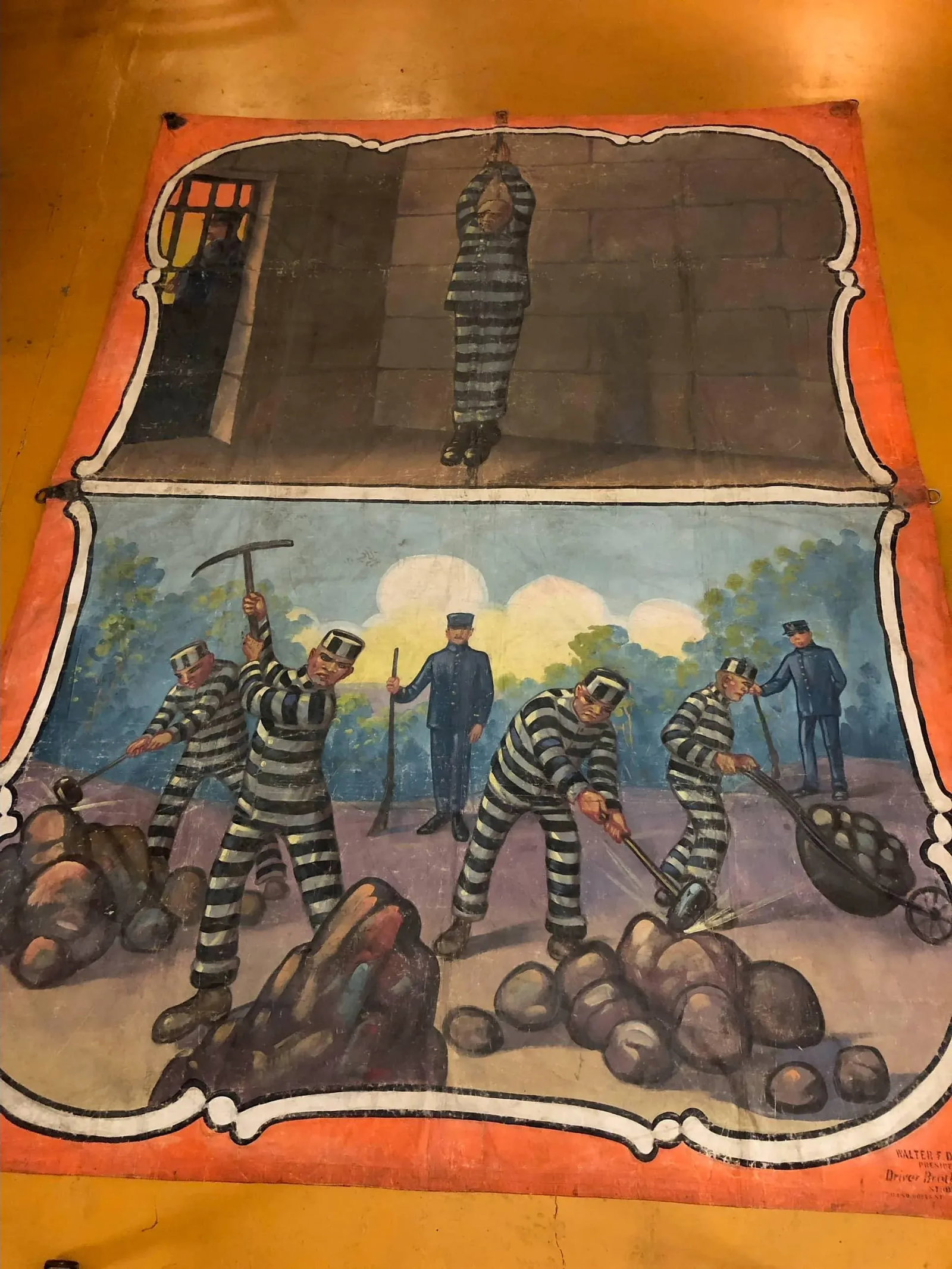 Americana Giant Painting on Canvas Attributed to Fred Johnson - 4