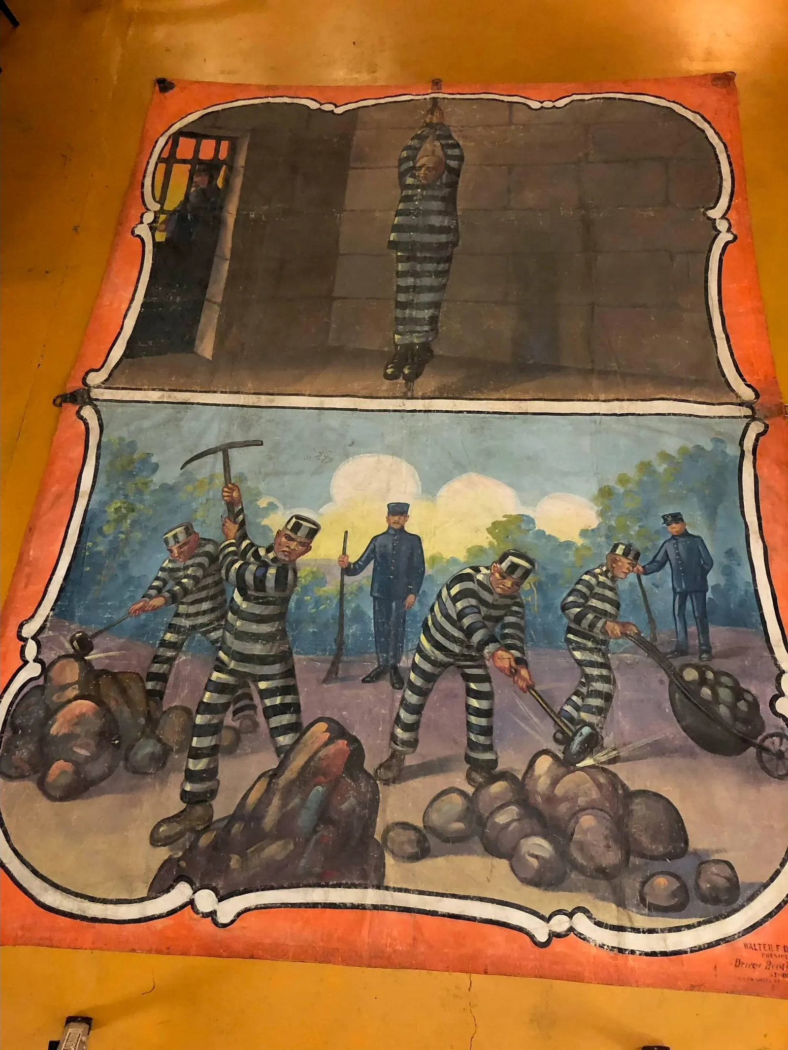 Americana Giant Painting on Canvas Attributed to Fred Johnson - 5