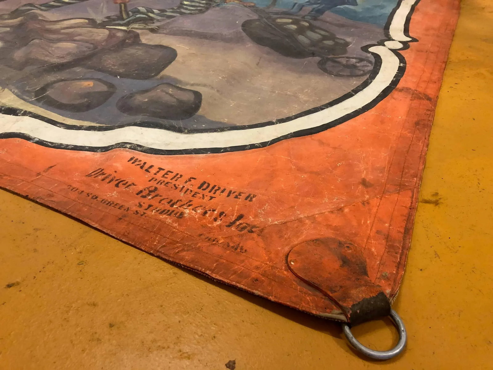 Americana Giant Painting on Canvas Attributed to Fred Johnson - 8