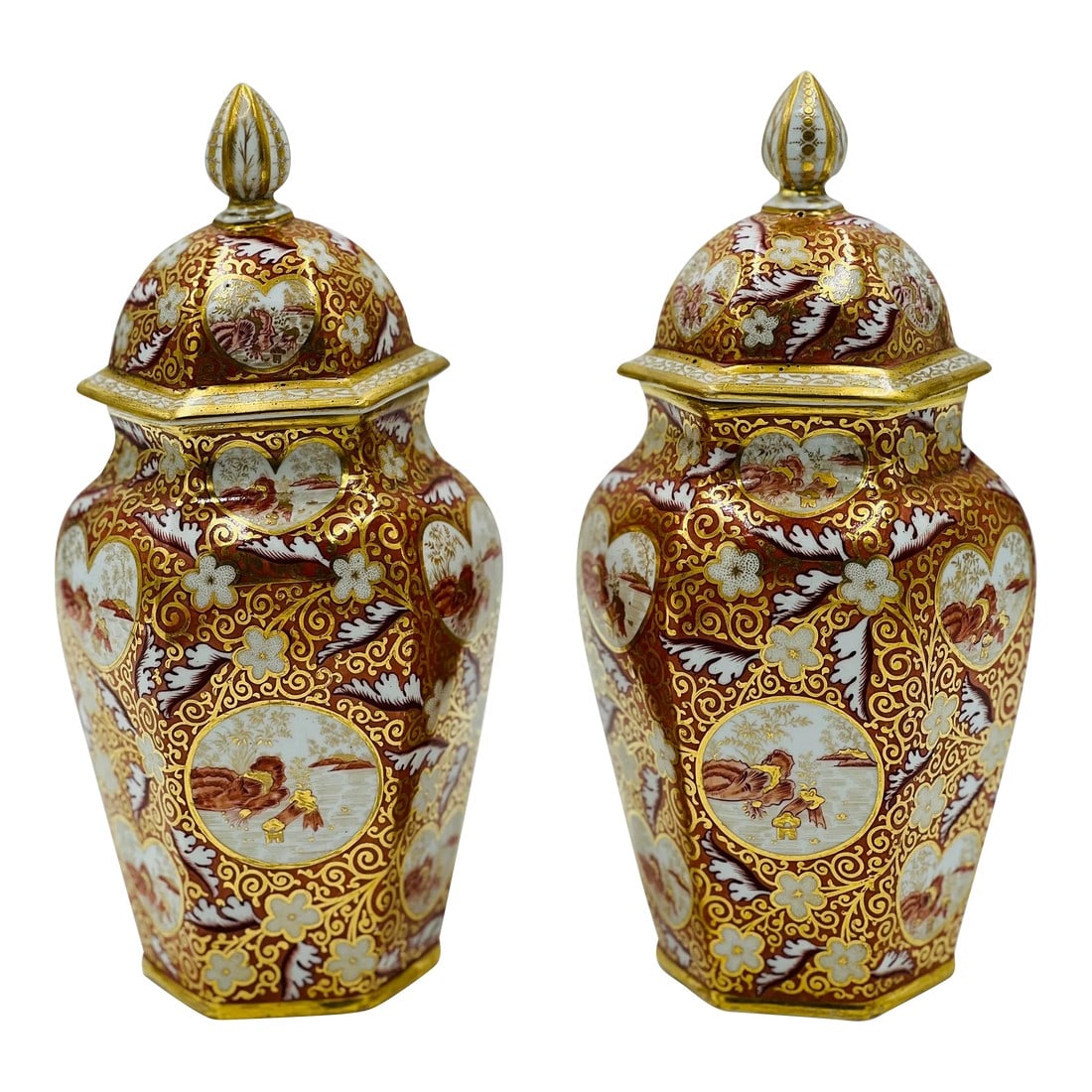 19th Century English Japonesque Porcelain Lidded Urns Exc- a Pair (1 of 13)