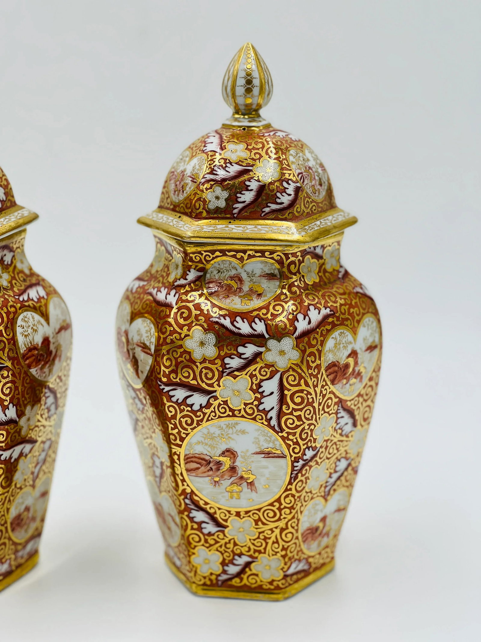 19th Century English Japonesque Porcelain Lidded Urns Exc- a Pair - 2