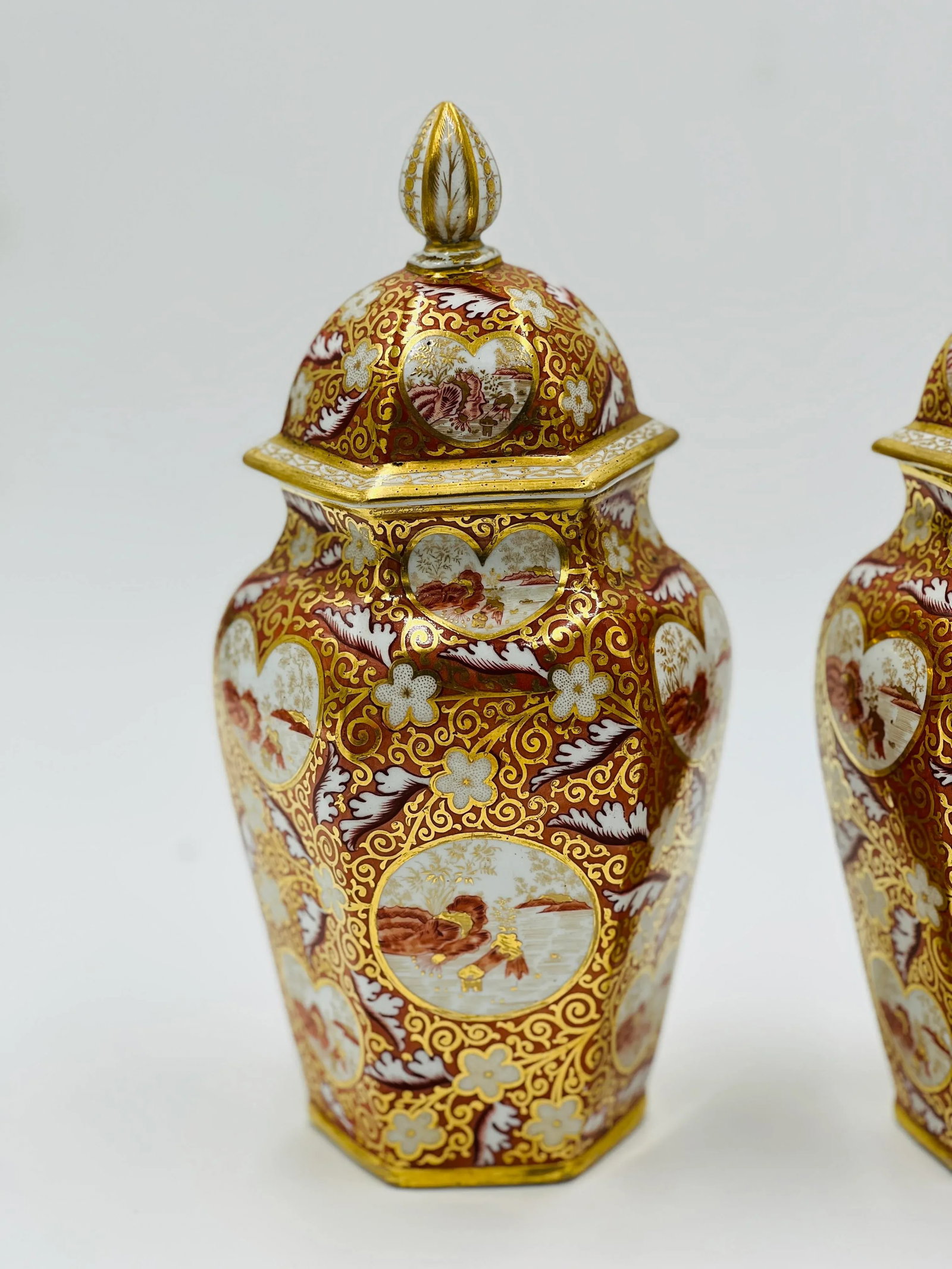19th Century English Japonesque Porcelain Lidded Urns Exc- a Pair - 3