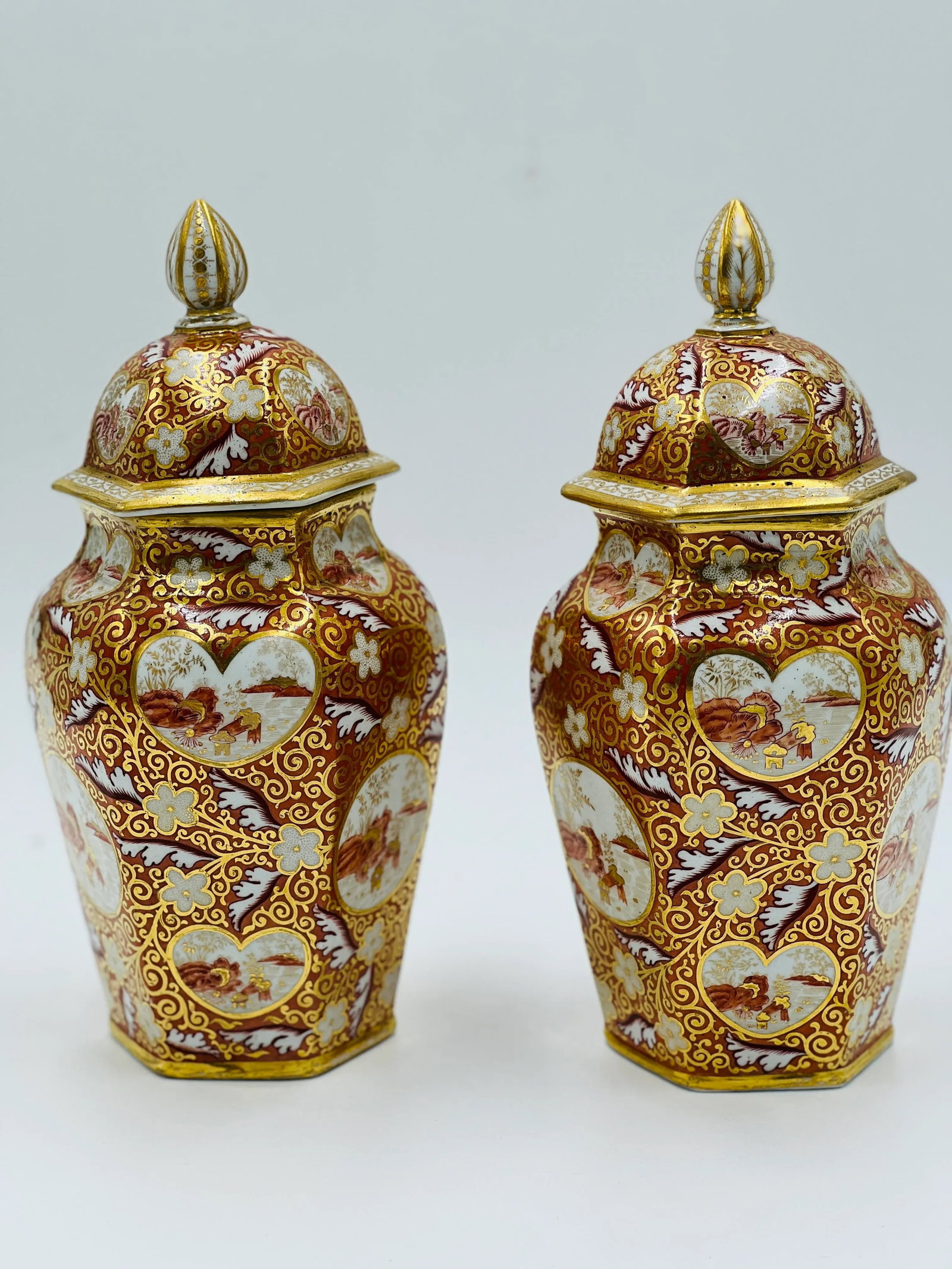 19th Century English Japonesque Porcelain Lidded Urns Exc- a Pair - 4