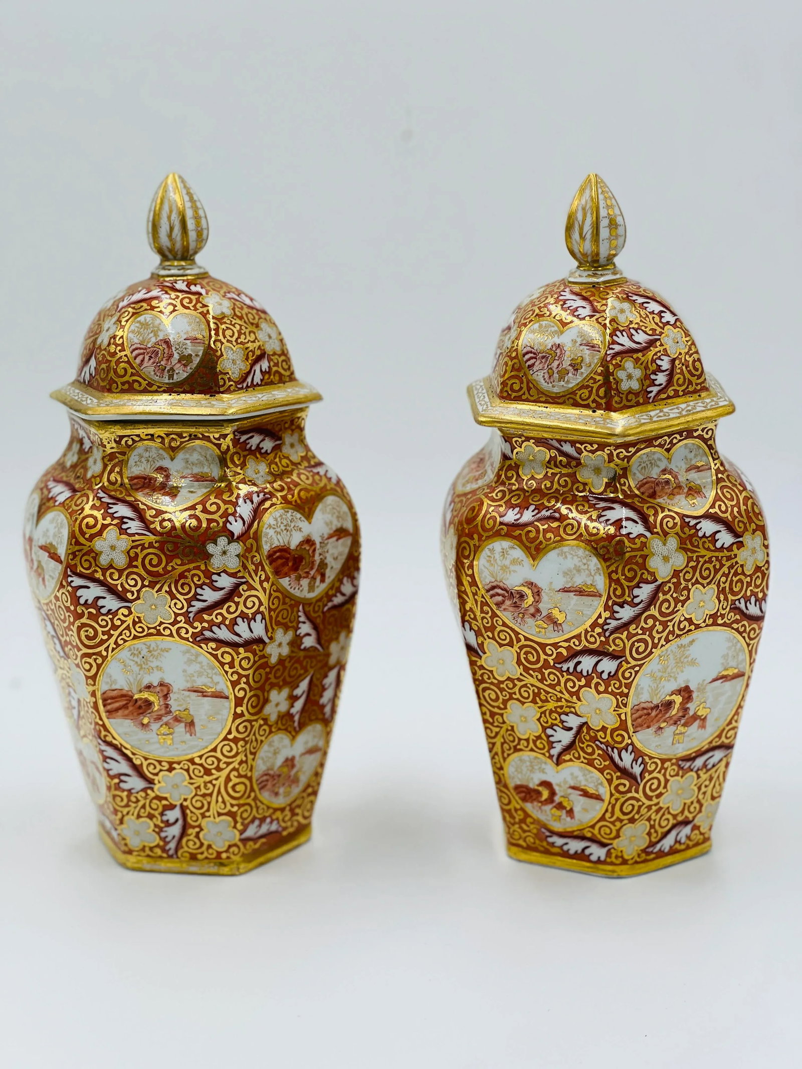 19th Century English Japonesque Porcelain Lidded Urns Exc- a Pair - 5