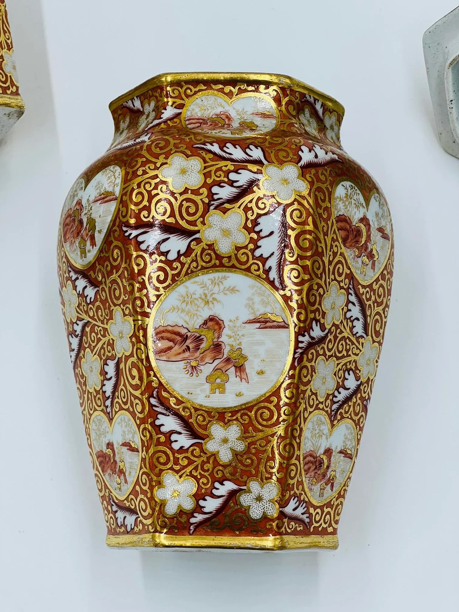 19th Century English Japonesque Porcelain Lidded Urns Exc- a Pair - 7