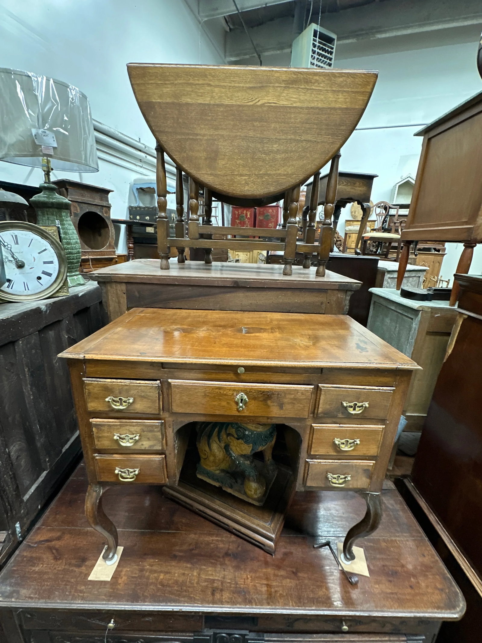 Antique Small Writing Desk on Cabriole Legs - 10