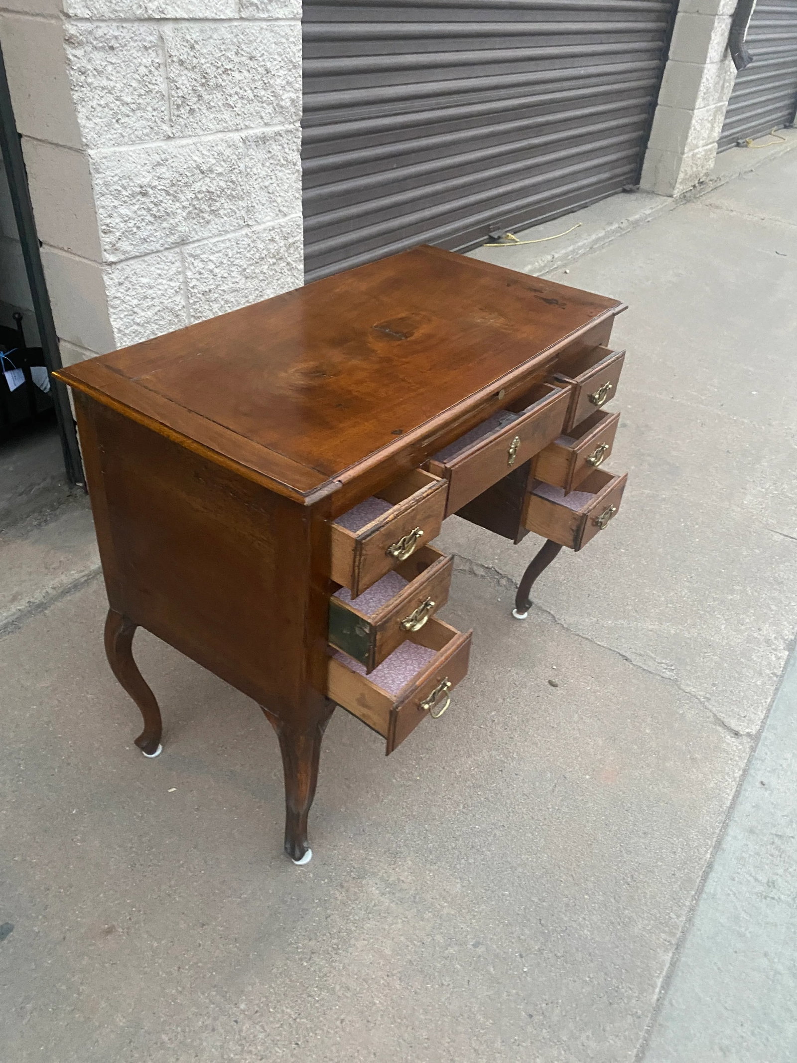 Antique Small Writing Desk on Cabriole Legs - 11