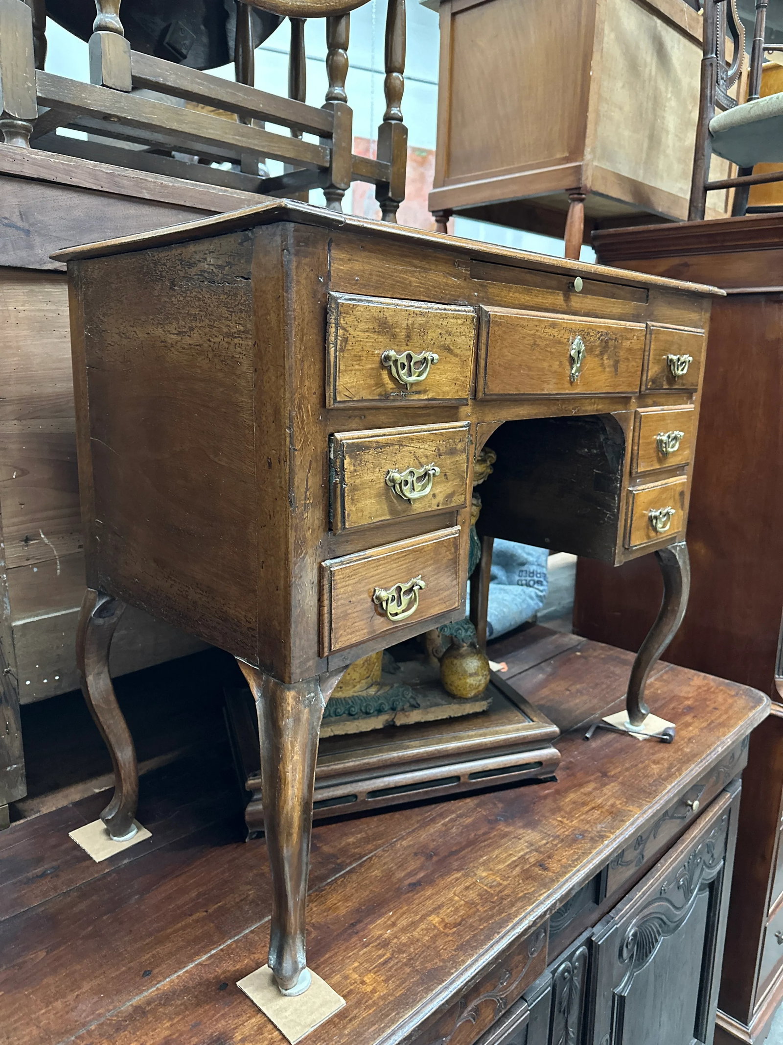 Antique Small Writing Desk on Cabriole Legs - 12