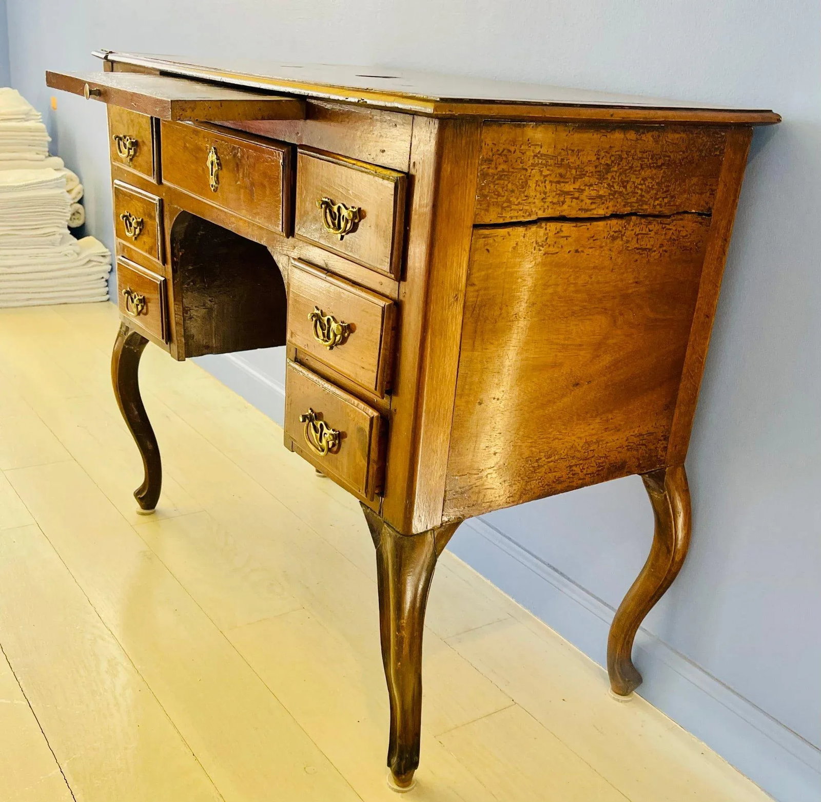 Antique Small Writing Desk on Cabriole Legs - 3