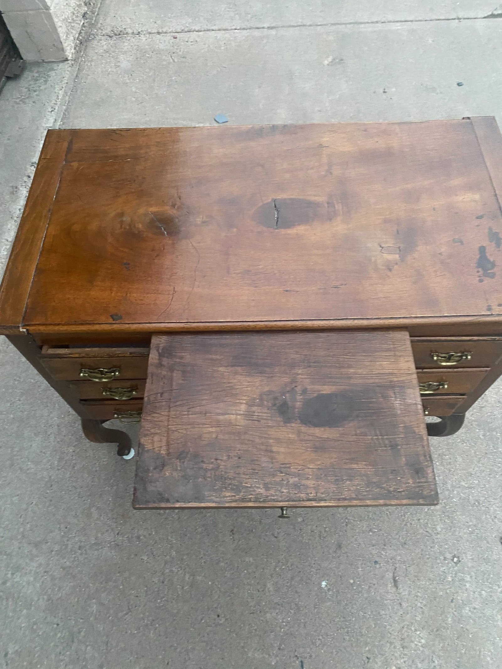Antique Small Writing Desk on Cabriole Legs - 9