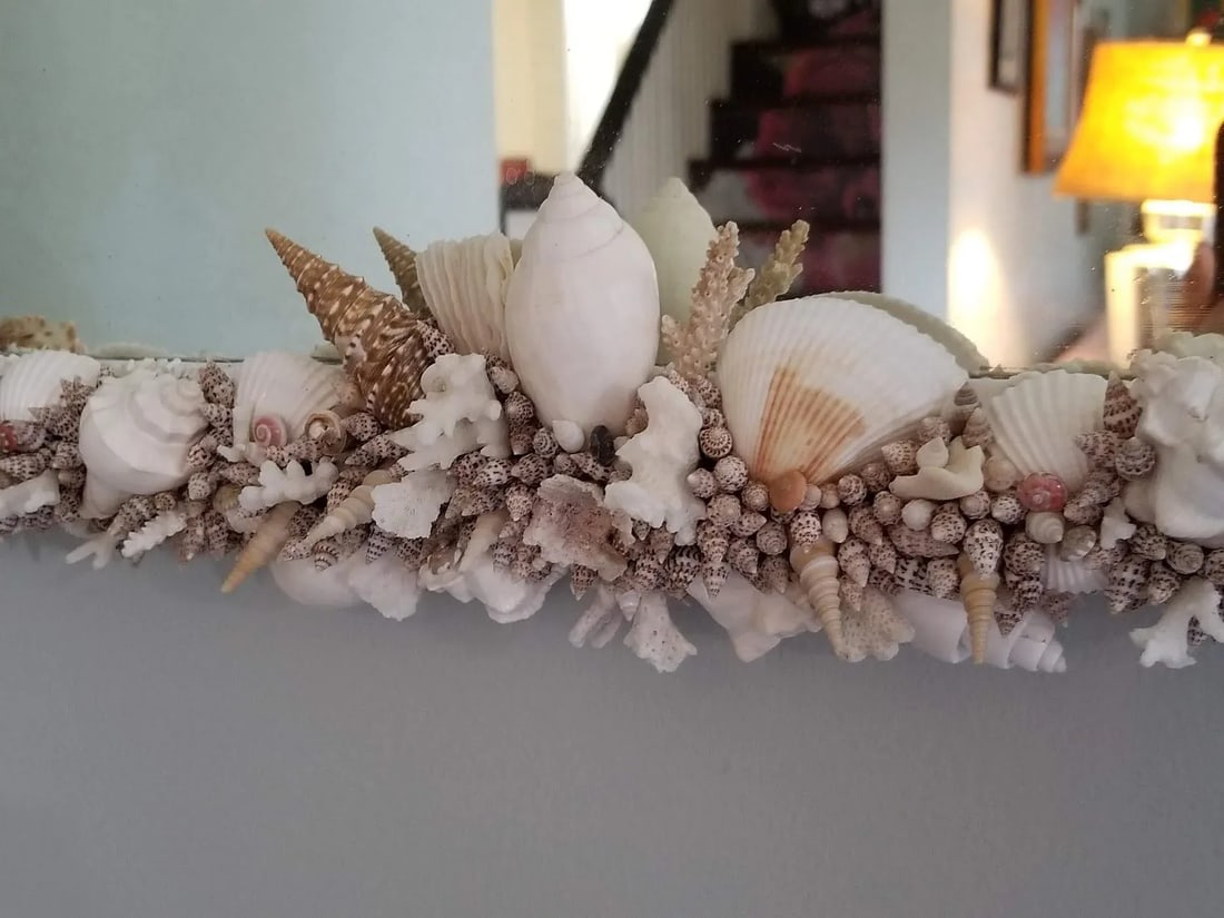 Handmade Natural Sea Shell Encrusted Wall Mirror - 6