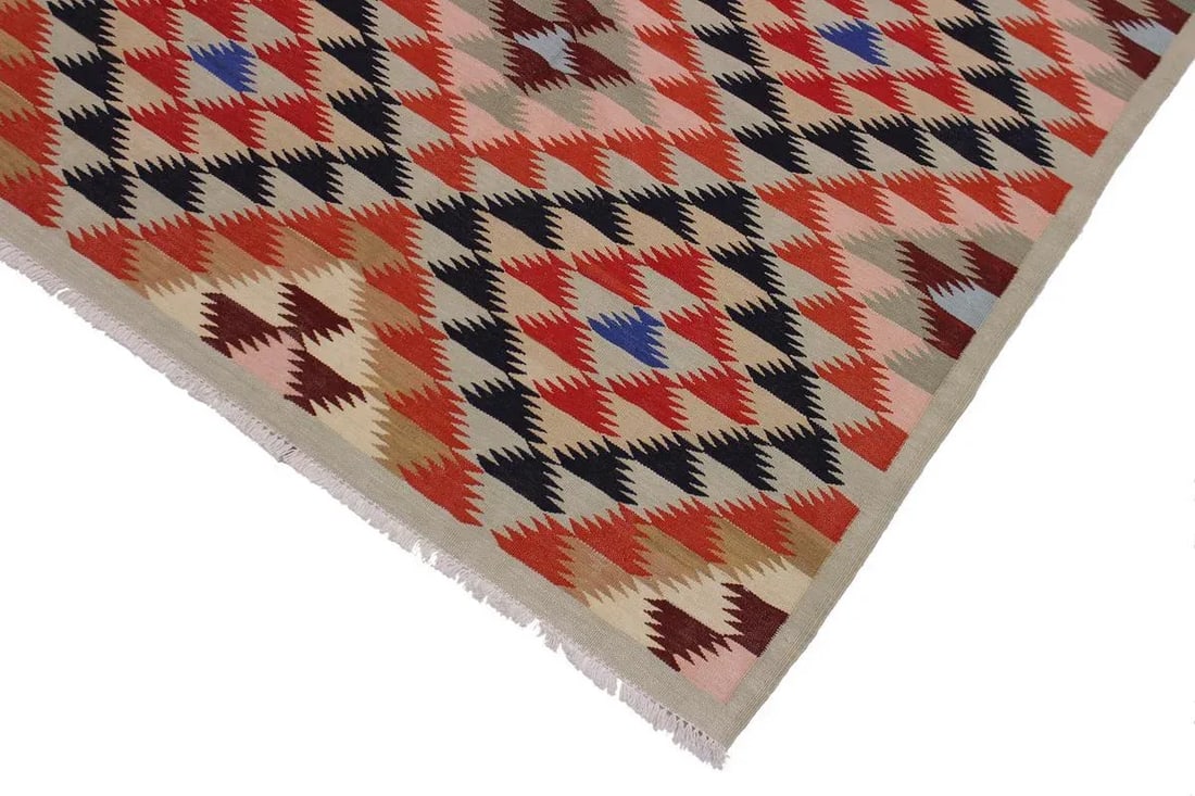 Geometric Kilim Hand-Woven Wool Rug -4'7" X 6'5" - 3