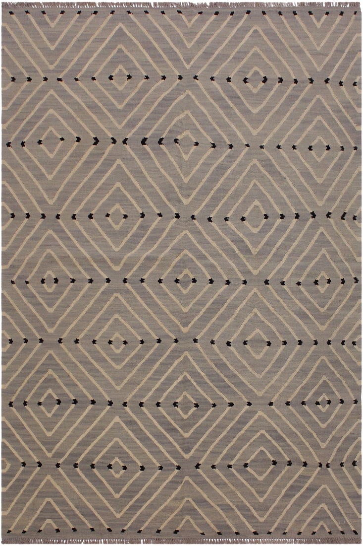 Boho Chic Kilim Hand-Woven Wool Rug- 5'1 X 6'7: Add a touch of elegance to your home with this casual chic hand woven Tribal Kilim wool rug. Constructed on a loom by Nomad Turkman people with hand spun wool and 100% Natural Vegetable dyes these bea