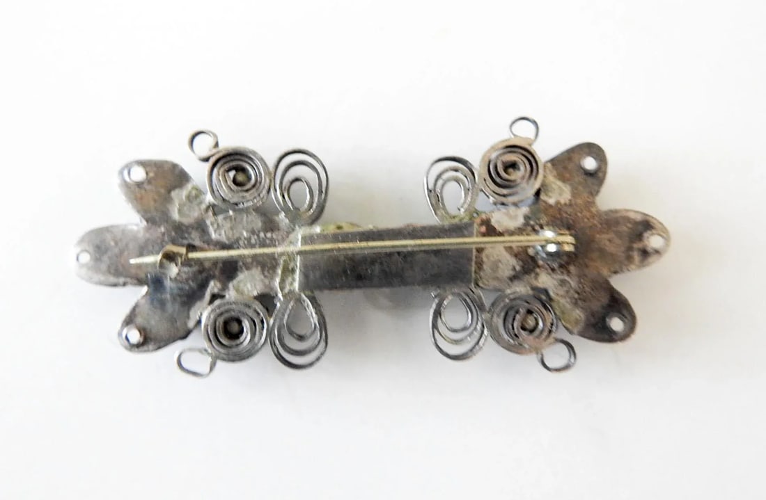 Vintage Silver & Turquoise Handmade Brooch - 2