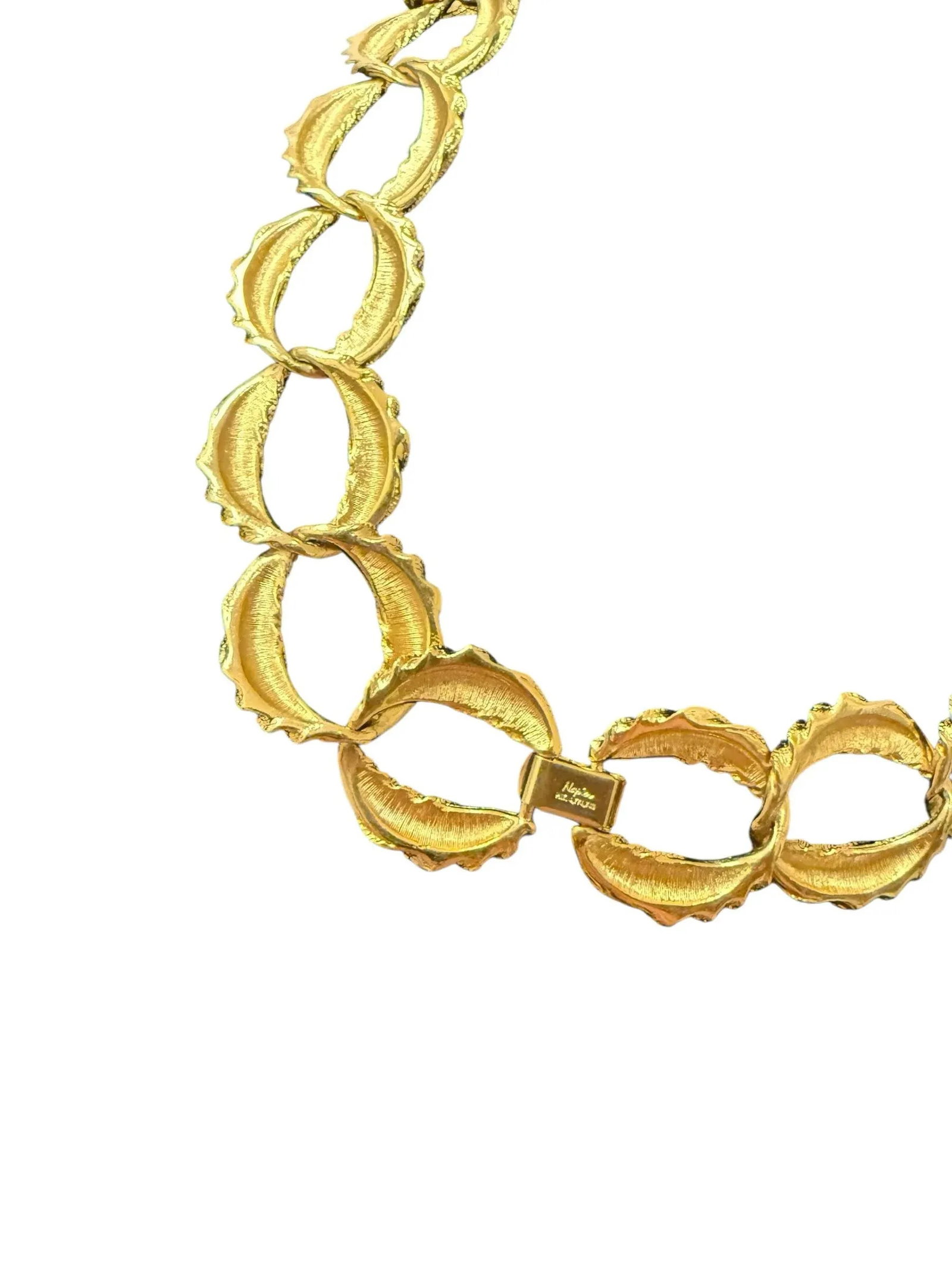 Vintage Napier Gold Tone Chain Link Jewelry Set - Necklace Bracelet Earrings, 4 Pieces - 3