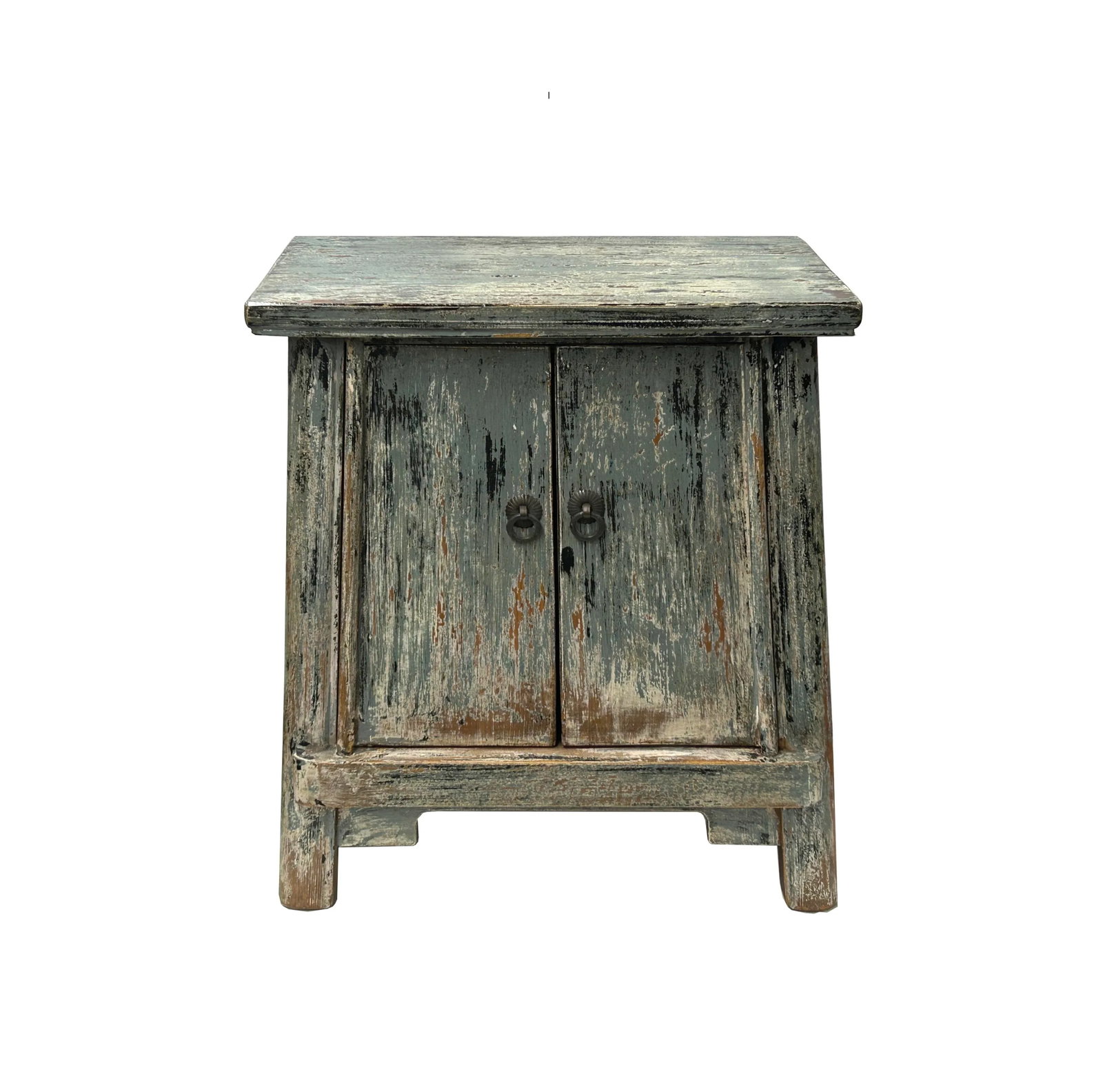 16.25" Distressed Blue Gray 2 Doors End Table Nightstand Chest - 3