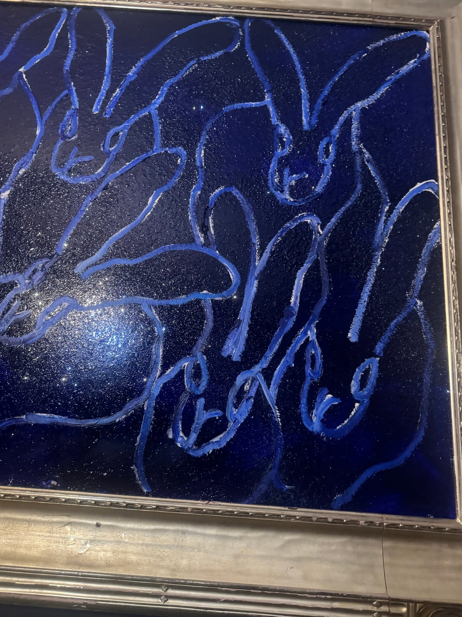 Monumental Blue Bunnies Painting by Hunt Slonem - 2