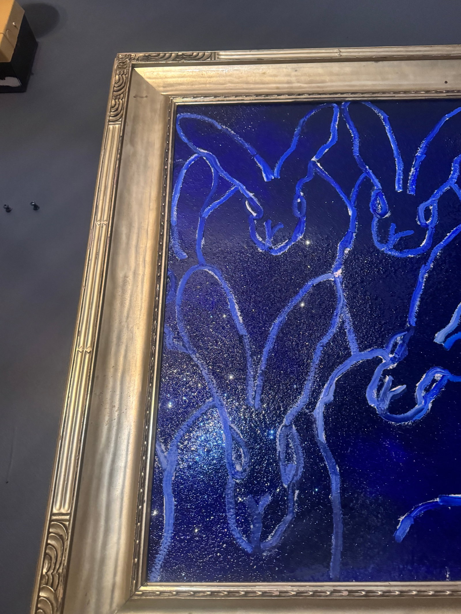 Monumental Blue Bunnies Painting by Hunt Slonem - 3