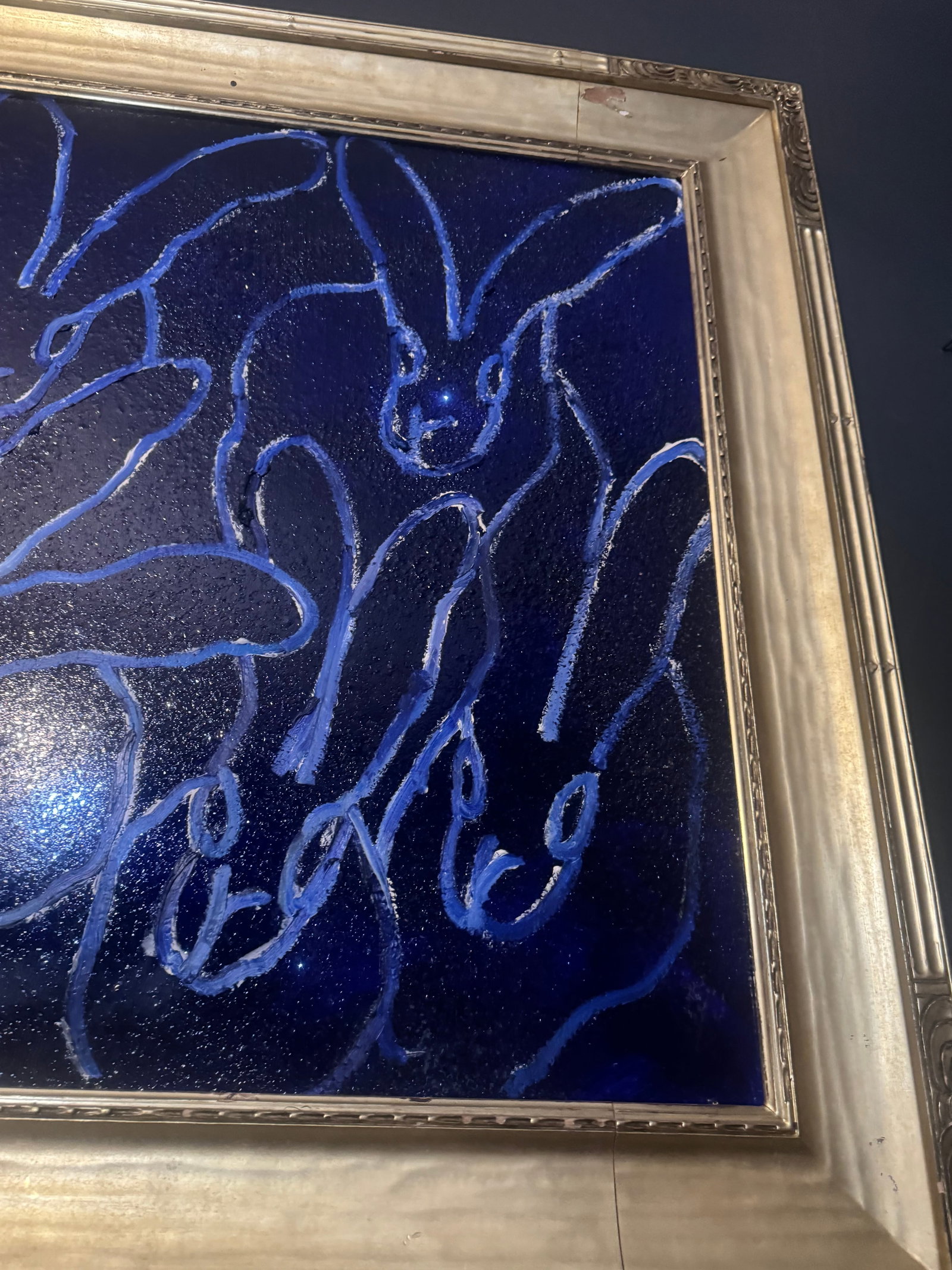 Monumental Blue Bunnies Painting by Hunt Slonem - 5