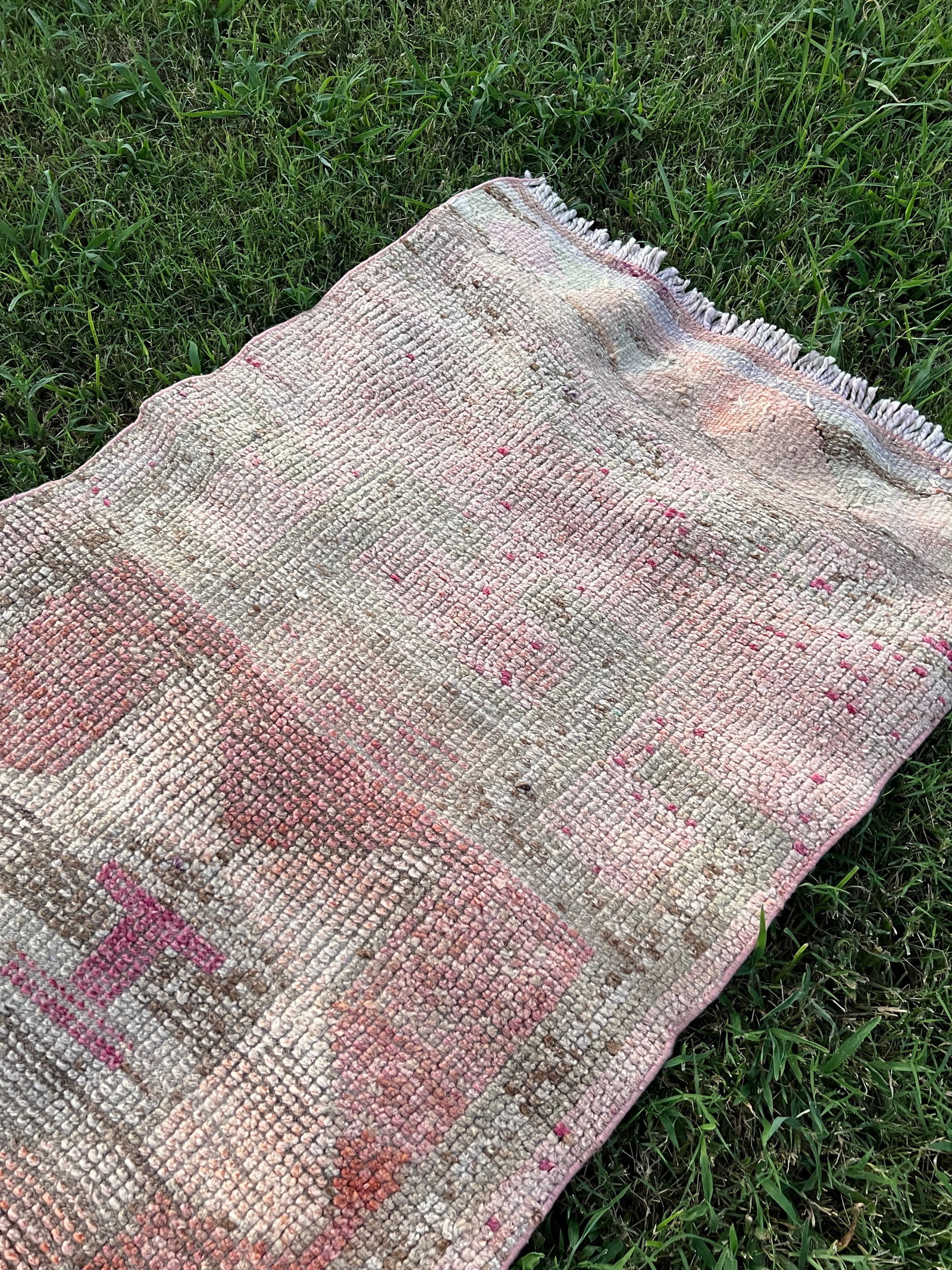 Muted Color Vintage Handmade Herki Runner Rug - 4