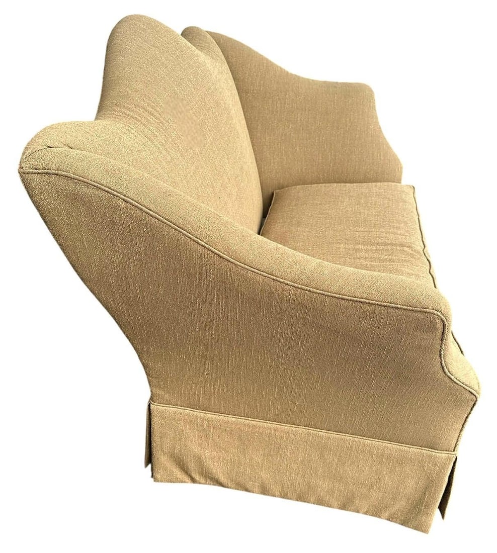 Baker Furniture Company Camelback Loveseat Upholstered in Gold Luxury Fabric - Vintage Early 21st Ce - 3