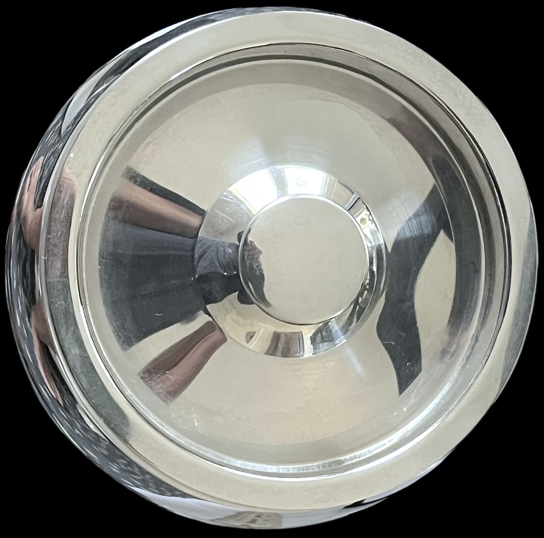 Vintage Aluminum Chrome and Turquoise Guilloché Effect and Ice Bucket / Wine Chiller With Lid - 3