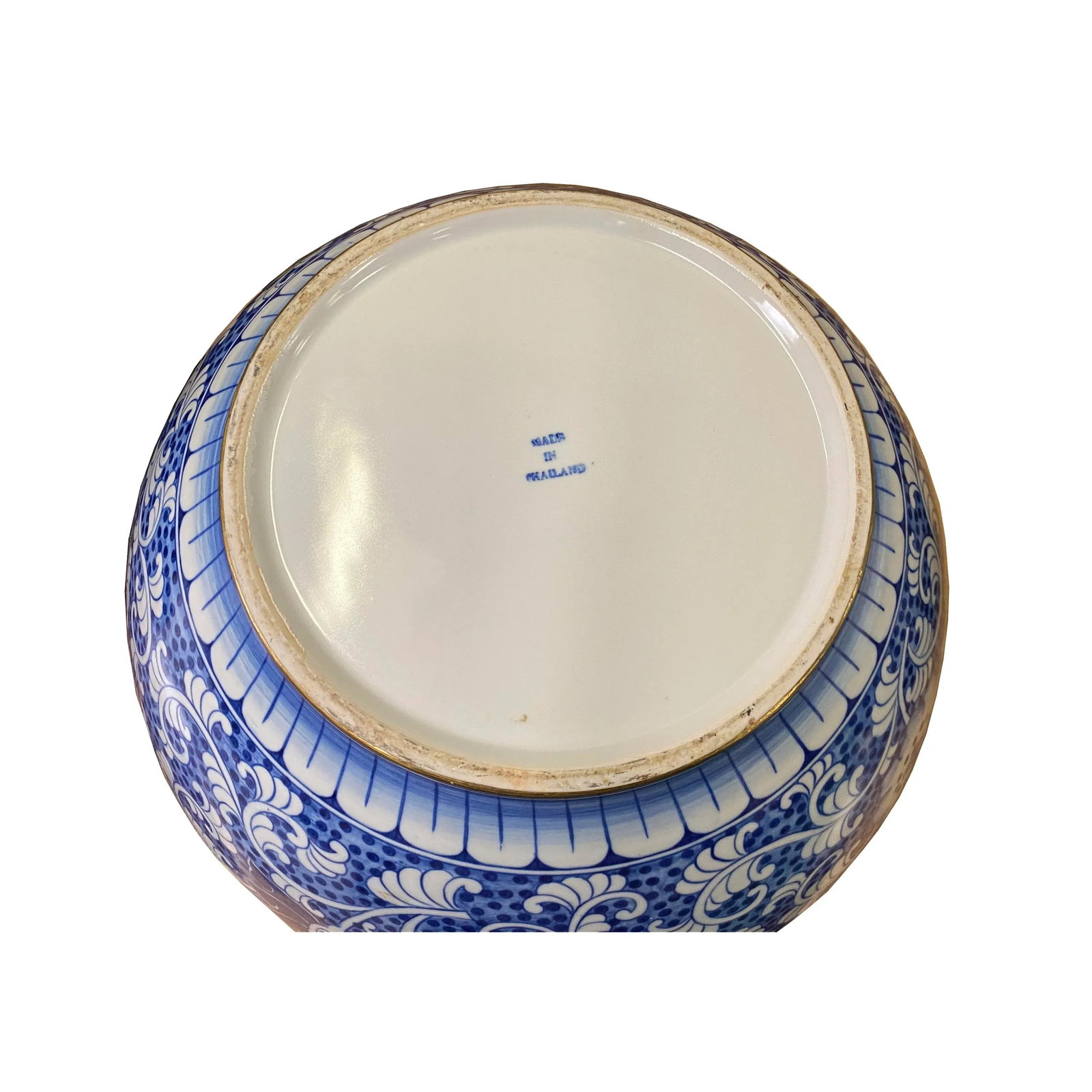 Vintage Blue White Porcelain Floral Pattern Accent Round Box Display - 7