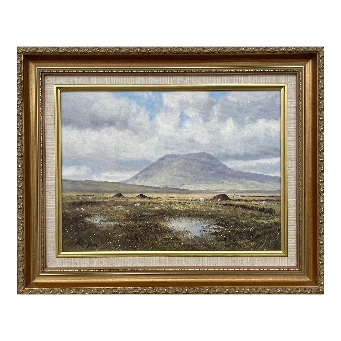 Irish Landscape Art - Original Oil Painting Slemish Mountain County Antrim Ireland by Irish Artist,: Irish Landscape Art - Original Oil Painting Slemish Mountain County Antrim Ireland by Irish Artist, Manson Blair Art measures 12 x 9 inches Frame measures 15 x 12 inches Born in 1947 near Ballyclare