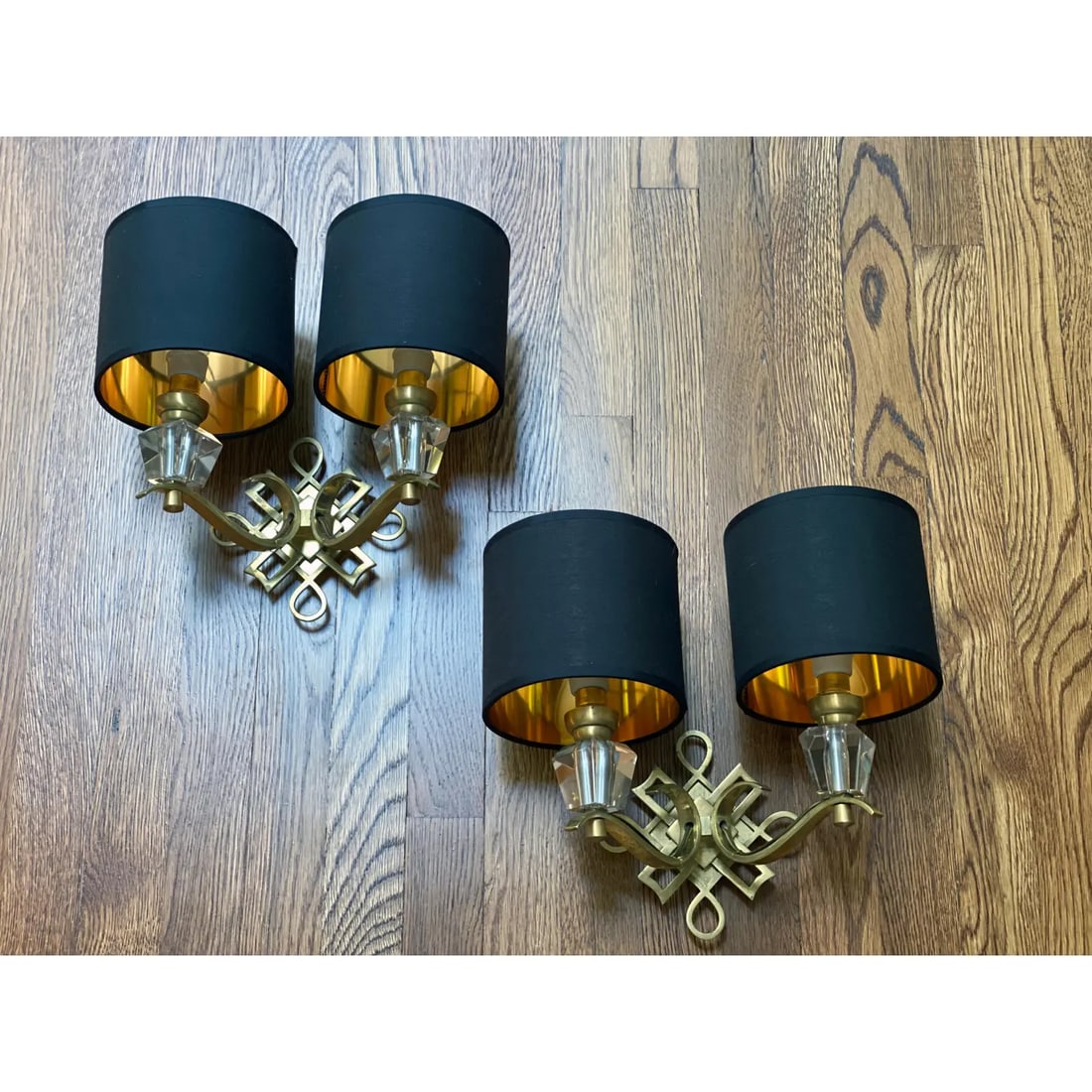 1950s Vintage Jules Leleu French Art Deco Brass Wall Sconces - Set of 6 - 2
