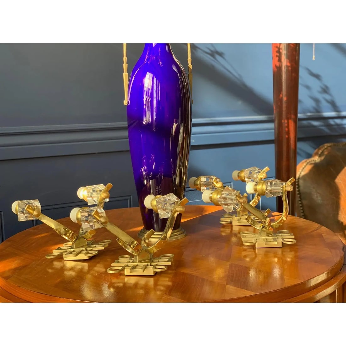 1950s Vintage Jules Leleu French Art Deco Brass Wall Sconces - Set of 6 - 3