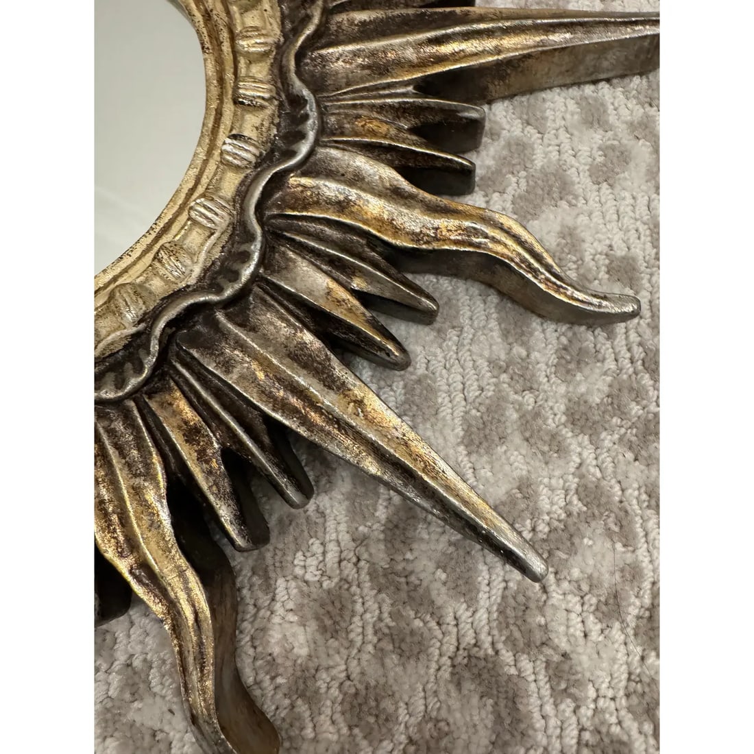Vintage Silver and Gilt Sunburst Mirrors – A Pair. Heavy Plaster Hollywood Regency / Spanish R - 4