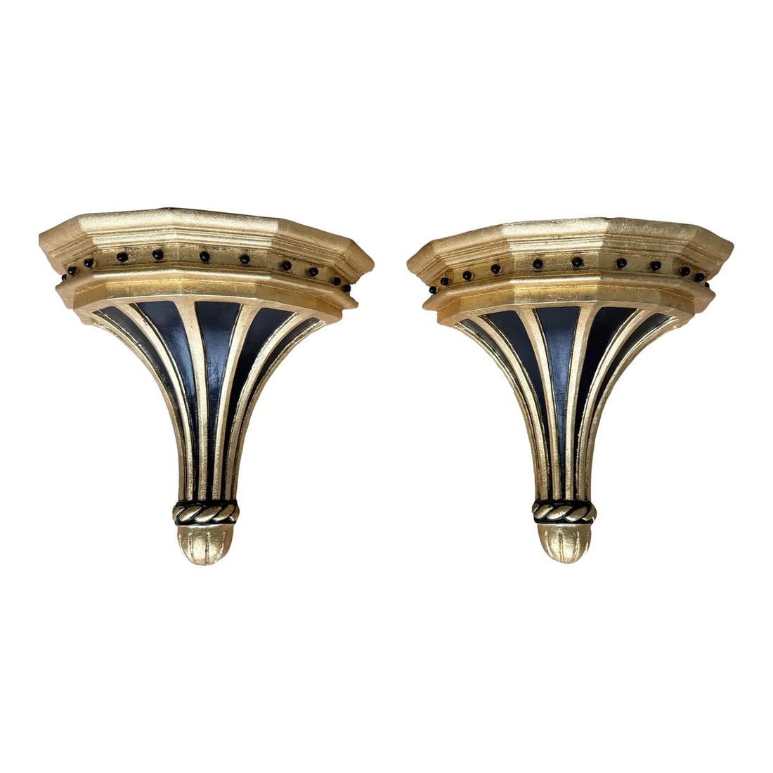 Pair of Large Vintage Gilt & Ebonized Wood Wall Brackets (1 of 9)