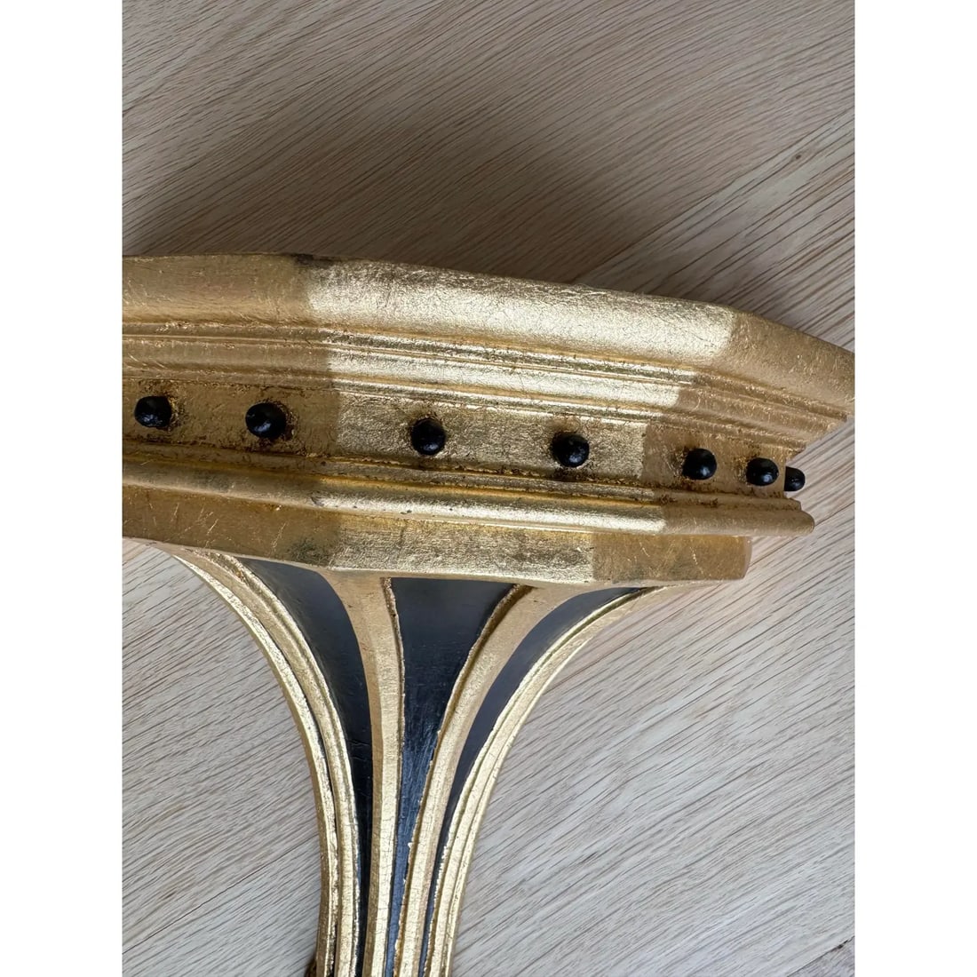 Pair of Large Vintage Gilt & Ebonized Wood Wall Brackets - 3