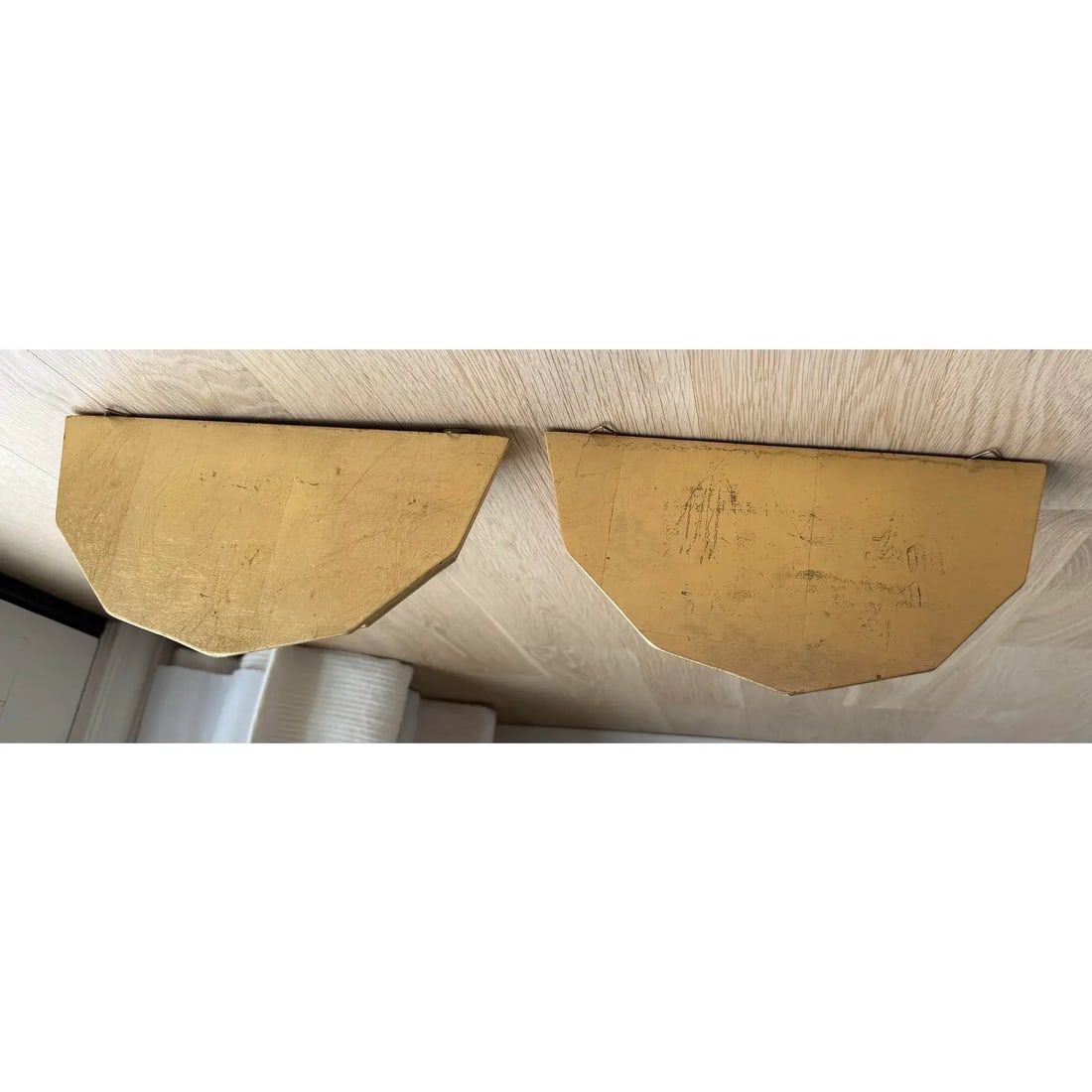 Pair of Large Vintage Gilt & Ebonized Wood Wall Brackets - 5