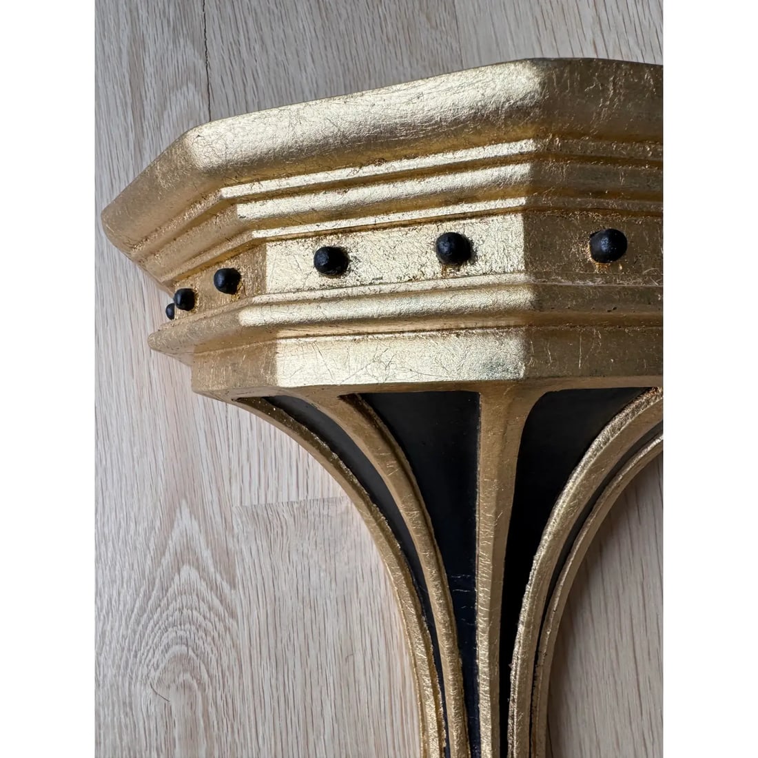 Pair of Large Vintage Gilt & Ebonized Wood Wall Brackets - 6