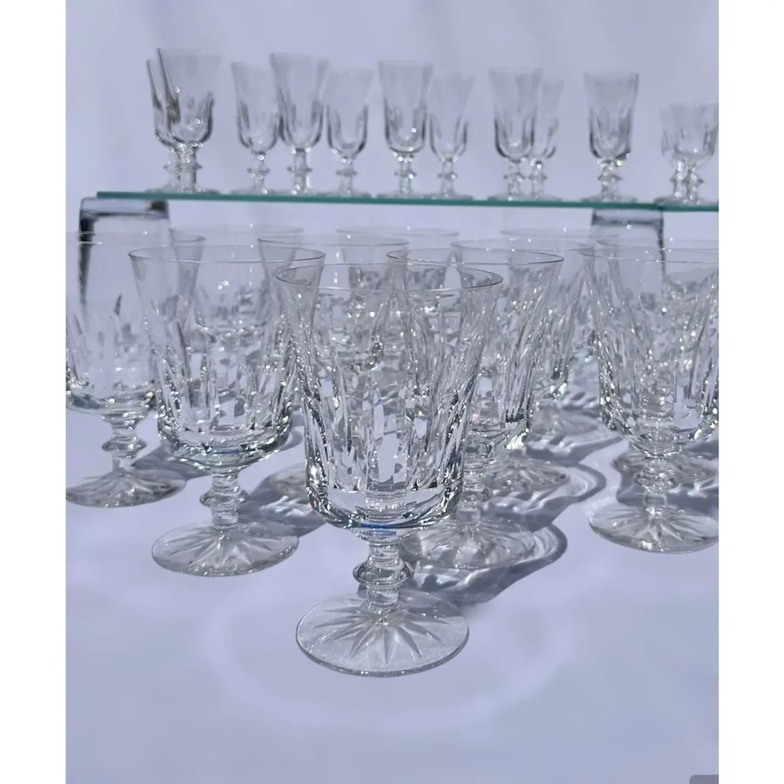 Signed Orrefors Sweden Large Set of 45 Crystal Glass Drinkware Stemware 11 Service Settings Goblet W - 11