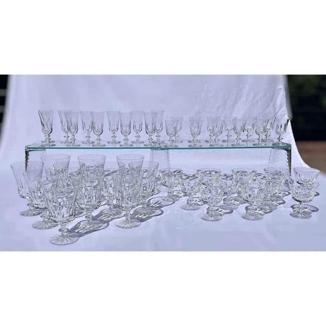 Signed Orrefors Sweden Large Set of 45 Crystal Glass Drinkware Stemware 11 Service Settings Goblet W - 12