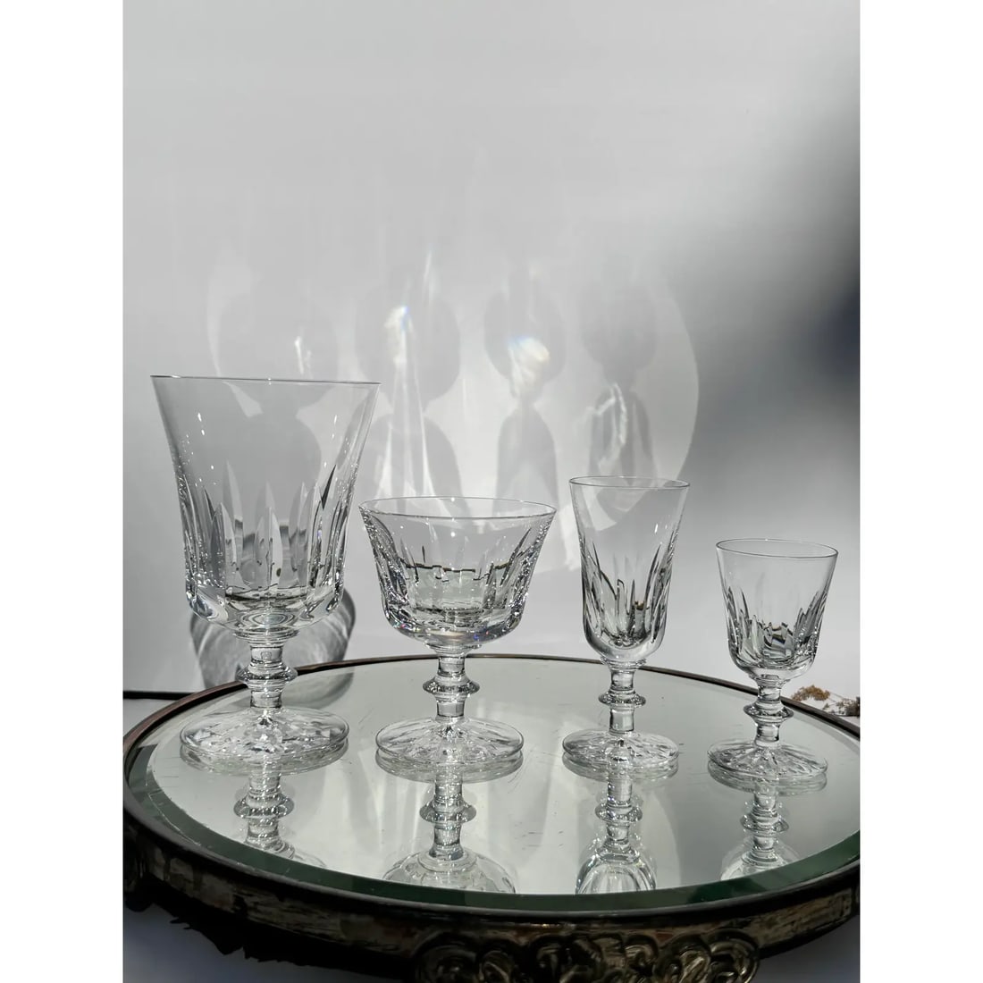 Signed Orrefors Sweden Large Set of 45 Crystal Glass Drinkware Stemware 11 Service Settings Goblet W - 8