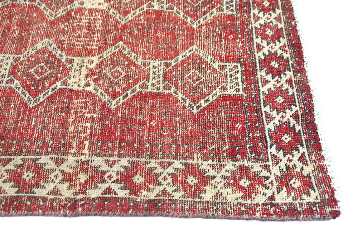 Antique Muted Red Tribal 4X6 Distressed Vintage Oriental Rug - 11