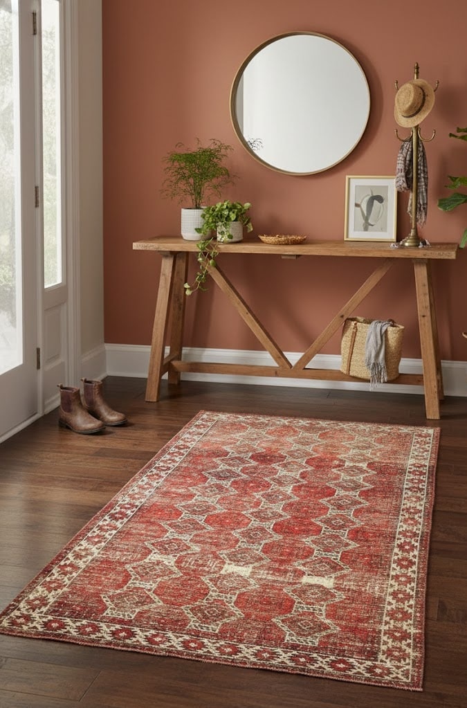 Antique Muted Red Tribal 4X6 Distressed Vintage Oriental Rug - 2