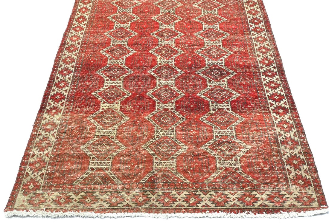 Antique Muted Red Tribal 4X6 Distressed Vintage Oriental Rug - 4