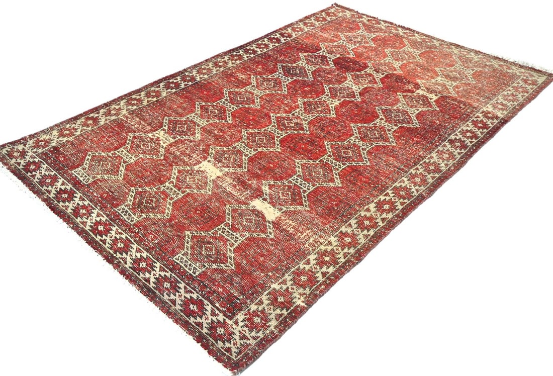Antique Muted Red Tribal 4X6 Distressed Vintage Oriental Rug - 5