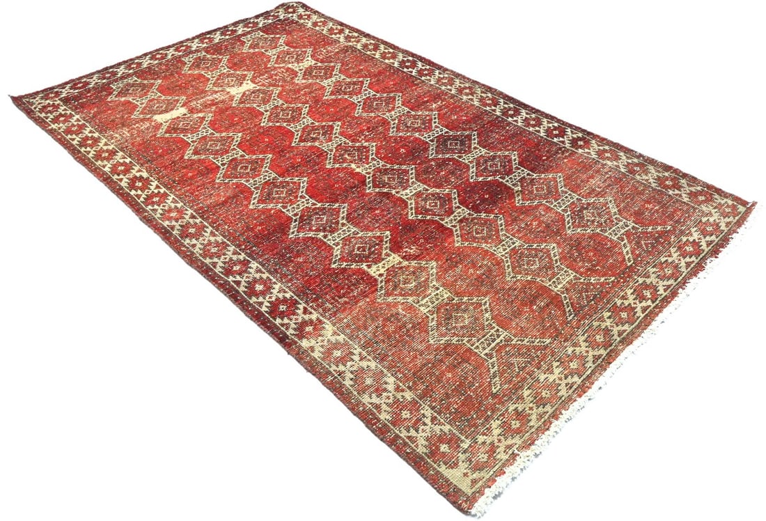 Antique Muted Red Tribal 4X6 Distressed Vintage Oriental Rug - 6