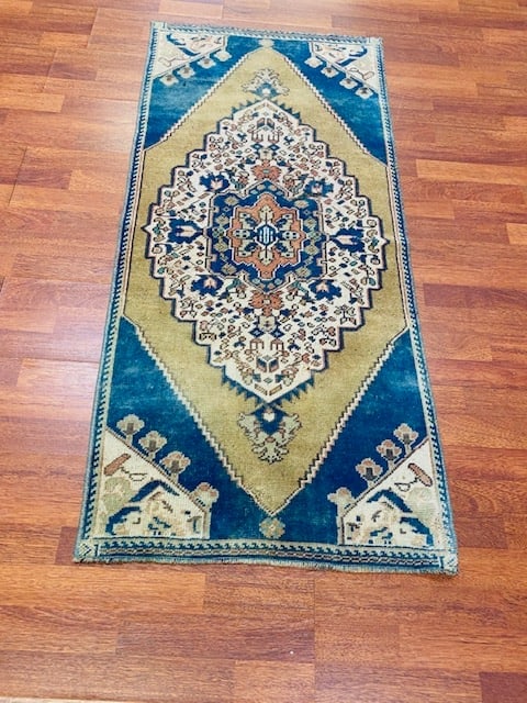 Antique Turkish vilage rug-5262: Title:Antique Turkish vilage rug-5262 Description:Cute geometric Turkish village rug from central Turkey, size 2 ft. 3 inches by 5 ft, circa 1920, excellent condition Materials:wool Reserve: $350.00