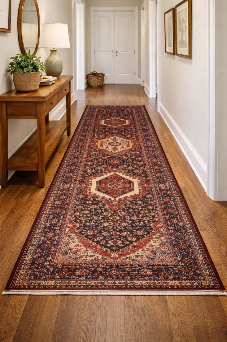 Vintage Red Geometric 5X13 Karajeh Persian Runner Rug - 2