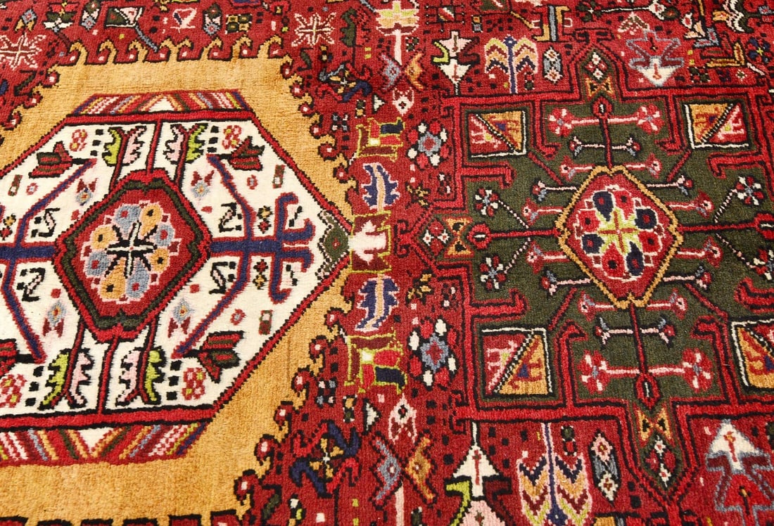 Vintage Red Geometric 5X13 Karajeh Persian Runner Rug - 7